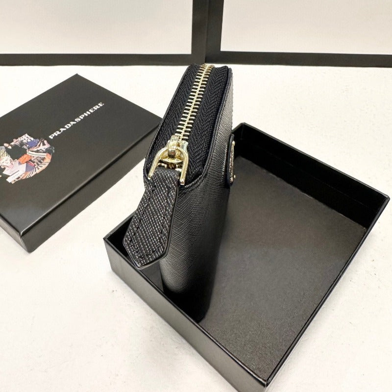 Sneakerhill - Saffiano Leather Small Wallet Black - sneakerhillcom