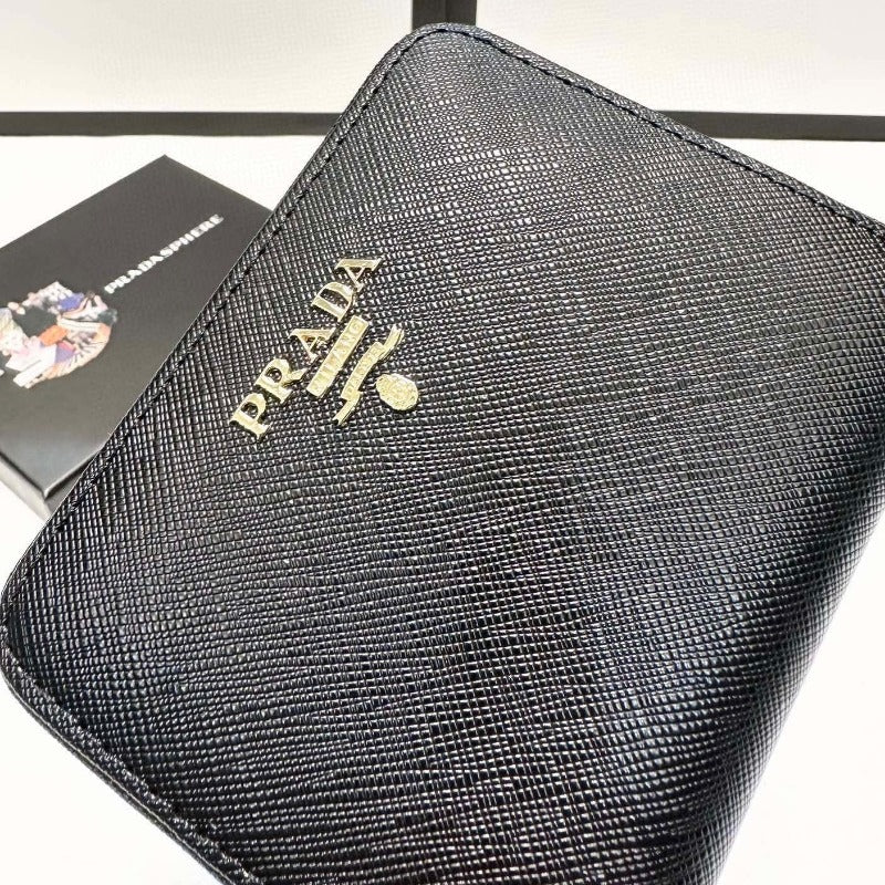 Sneakerhill - Saffiano Leather Small Wallet Black - sneakerhillcom