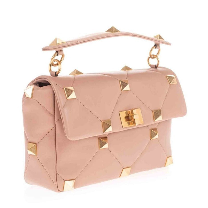 Sneakerhill - Rivet Shoulder Purses Bag With Chain Pink - sneakerhillcom