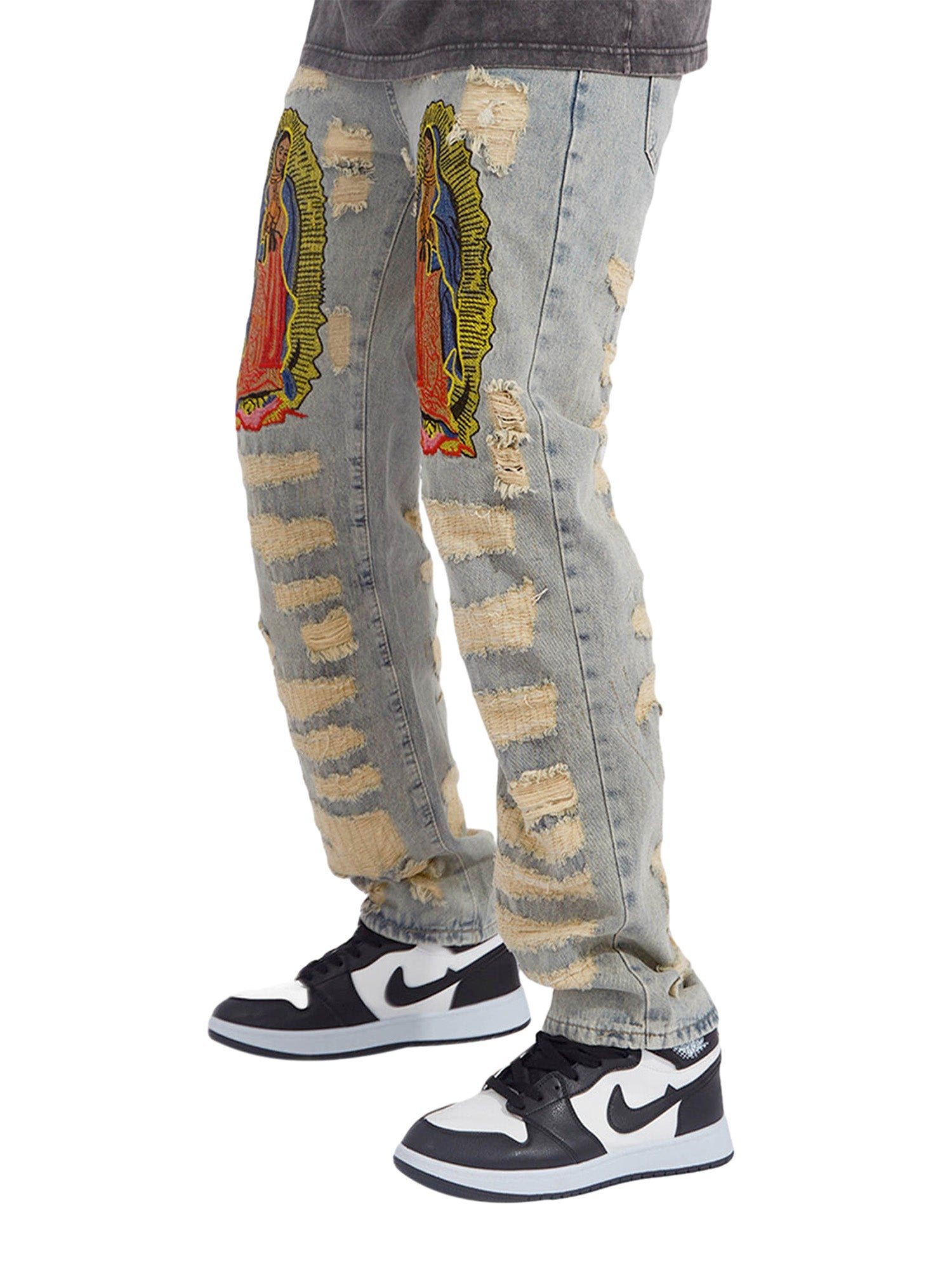 Sneakerhill American Street Style Ripped Embroidered Jeans - 1617 SP230626M8V9