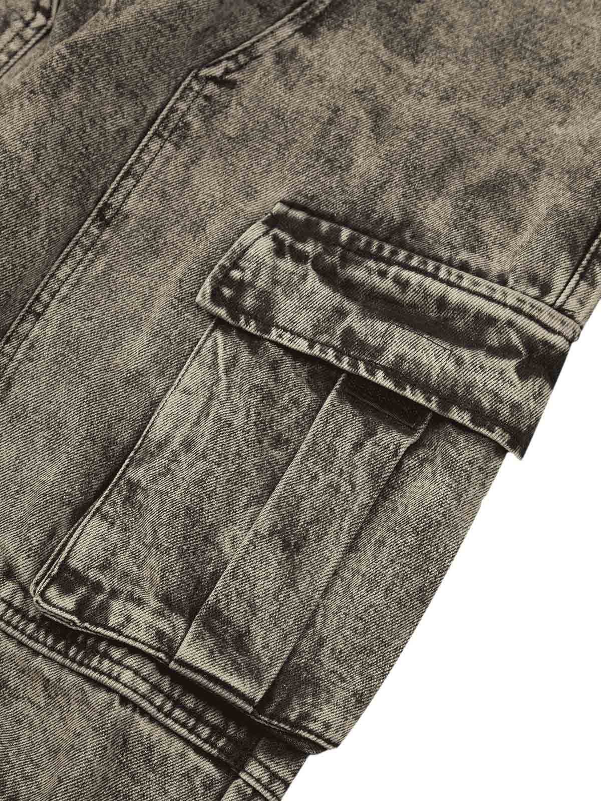 Sneakerhill American Street Style Washed Distressed Work Jeans - sneakerhillcom