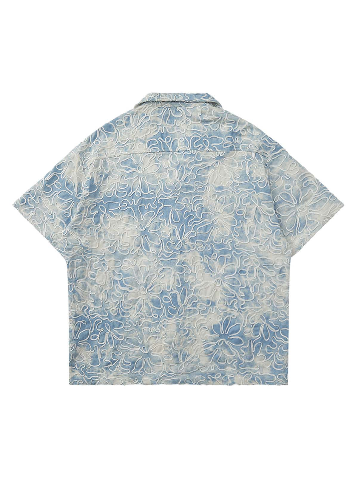 Sneakerhill Ink Tie-dye Floral Hip-hop Short-sleeved Shirt