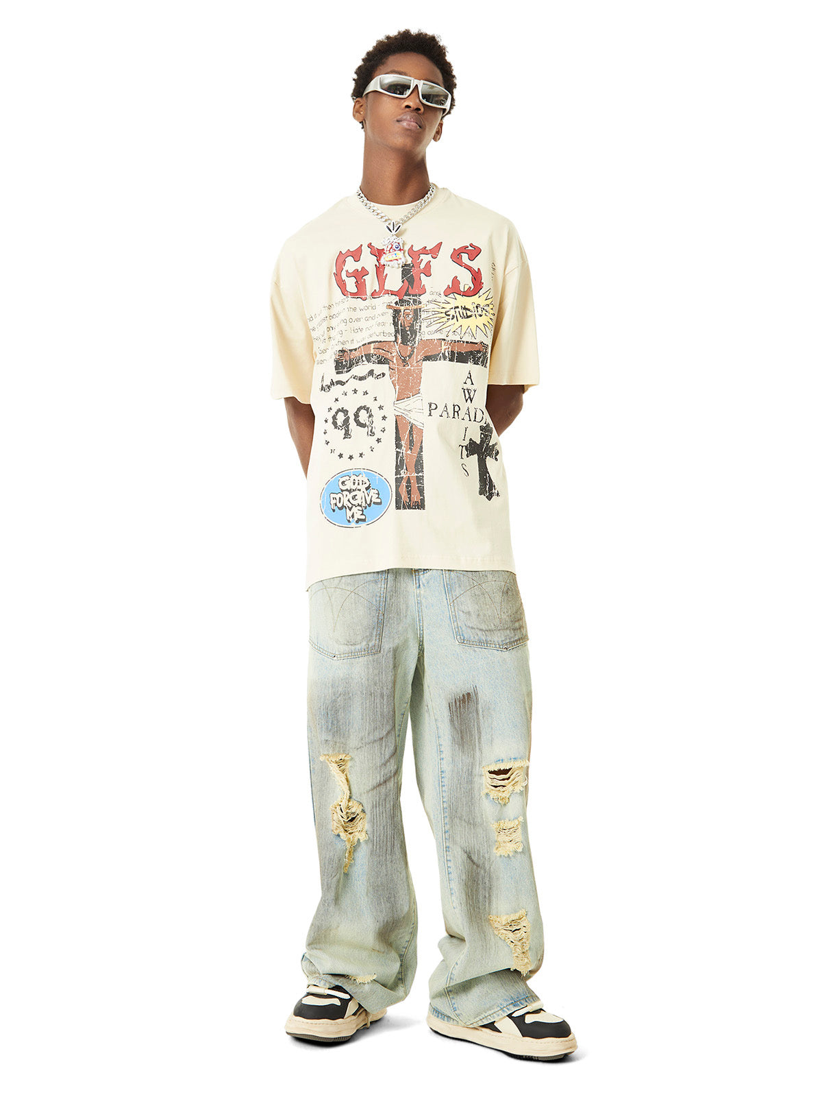 Sneakerhill Retro Washed Reverse Design Hip-Hop Jeans - sneakerhillcom