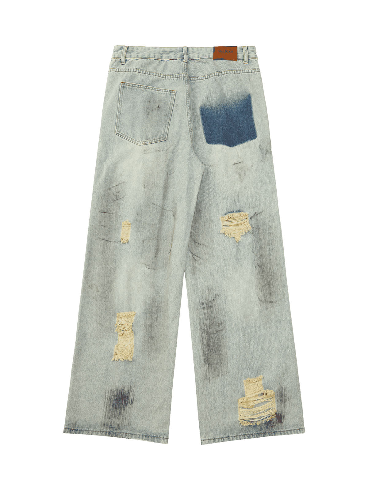 Sneakerhill Retro Washed Reverse Design Hip-Hop Jeans - sneakerhillcom