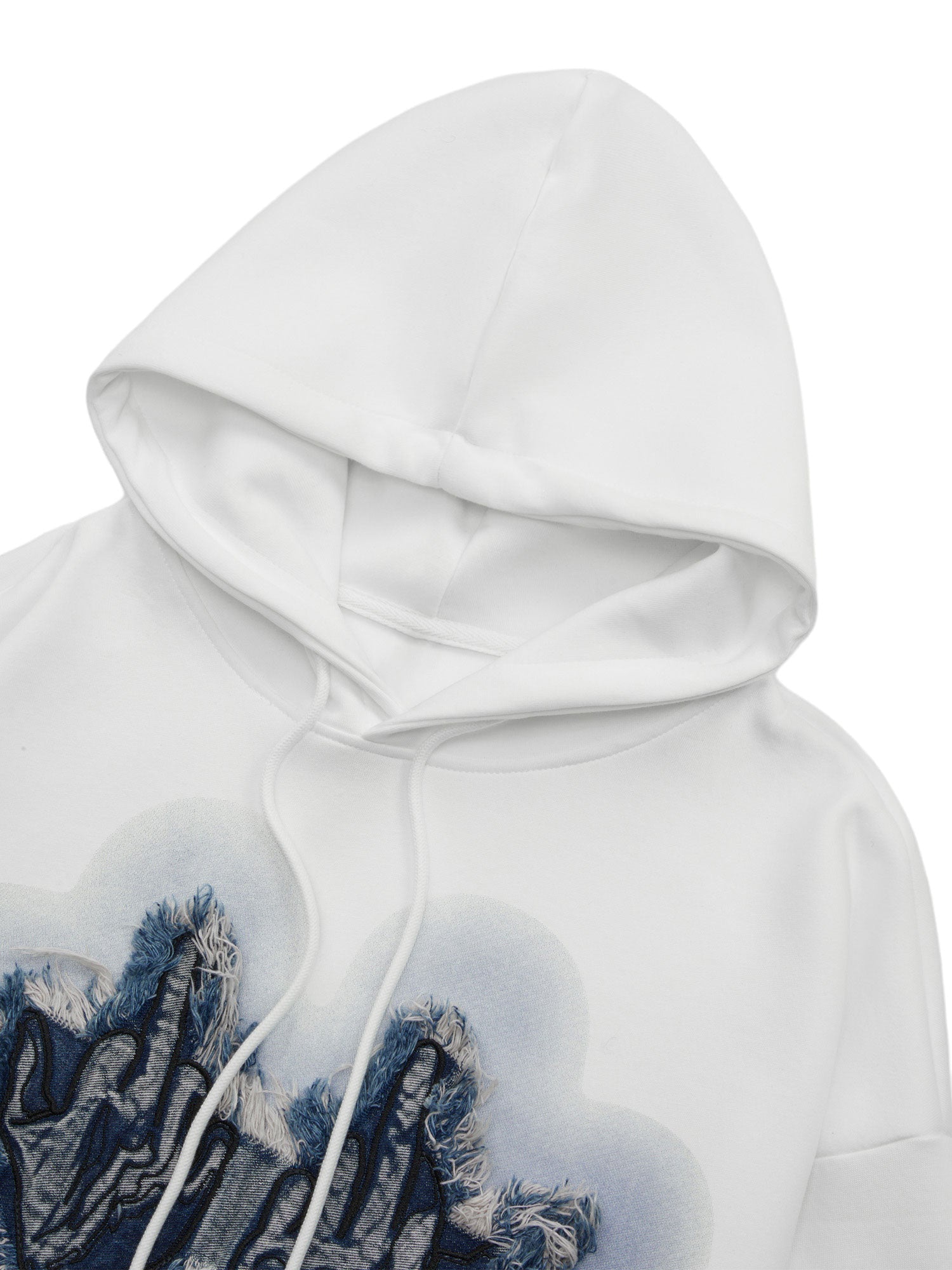 Sneakerhill Raw Edge Embroidered Patch Graphic Hoodie SP240301UFCP