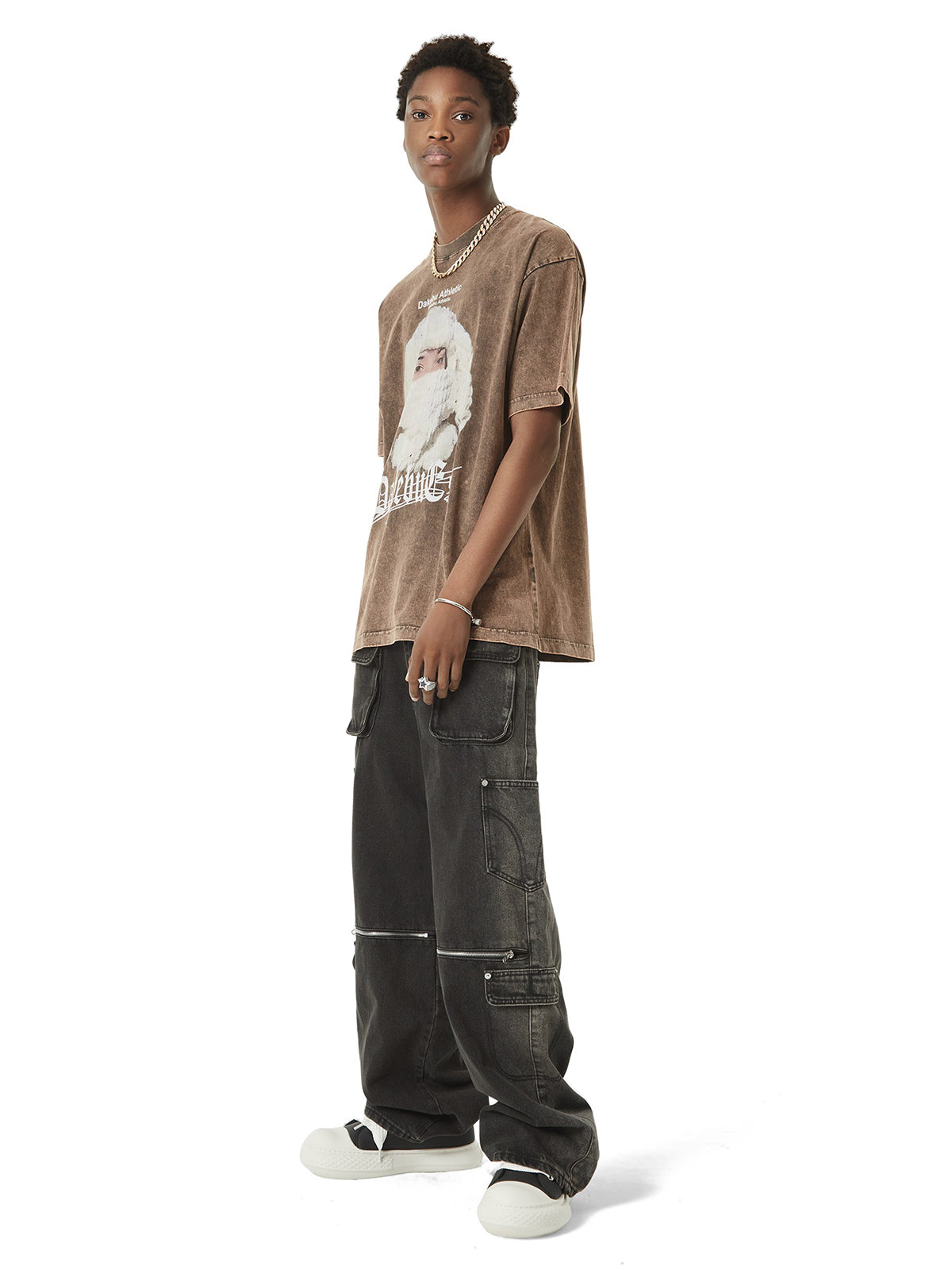 Sneakerhill Multi-pocket Zipper Design Washed Hip-Hop Jeans - 2112 - sneakerhillcom