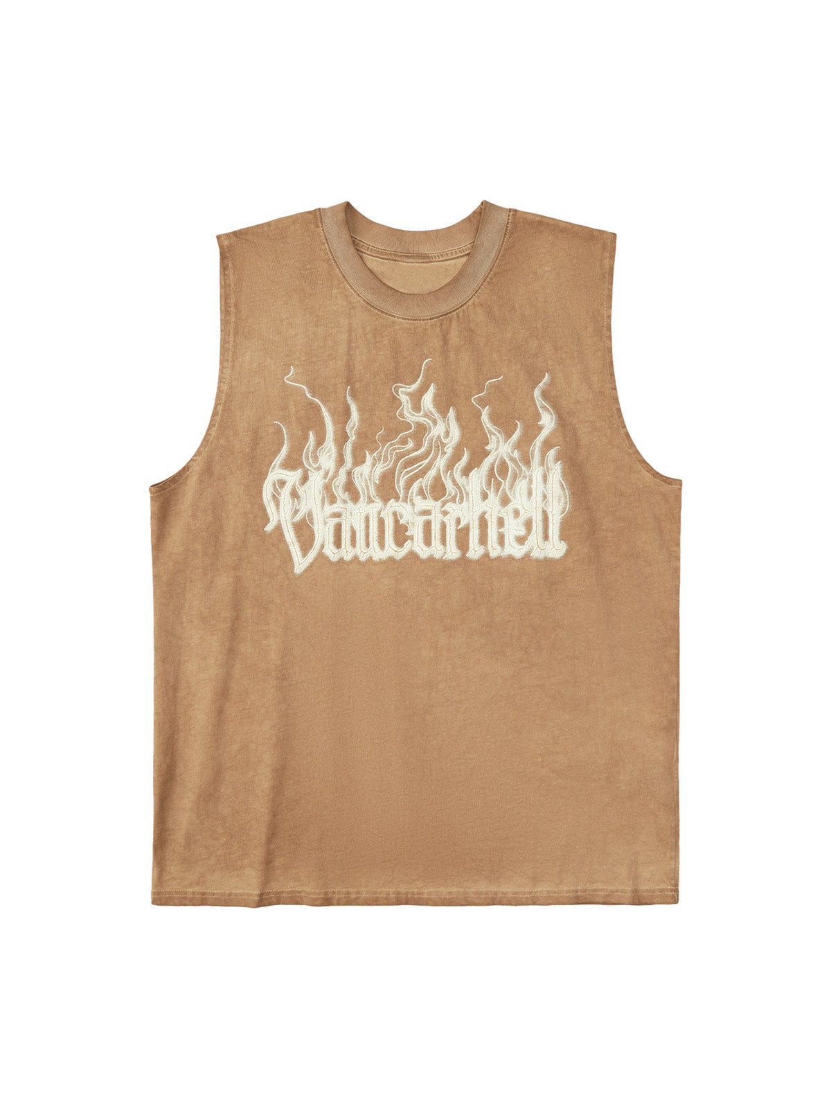 Sneakerhill Washed Flame Letters Street Rap Vest SP240604NMJV