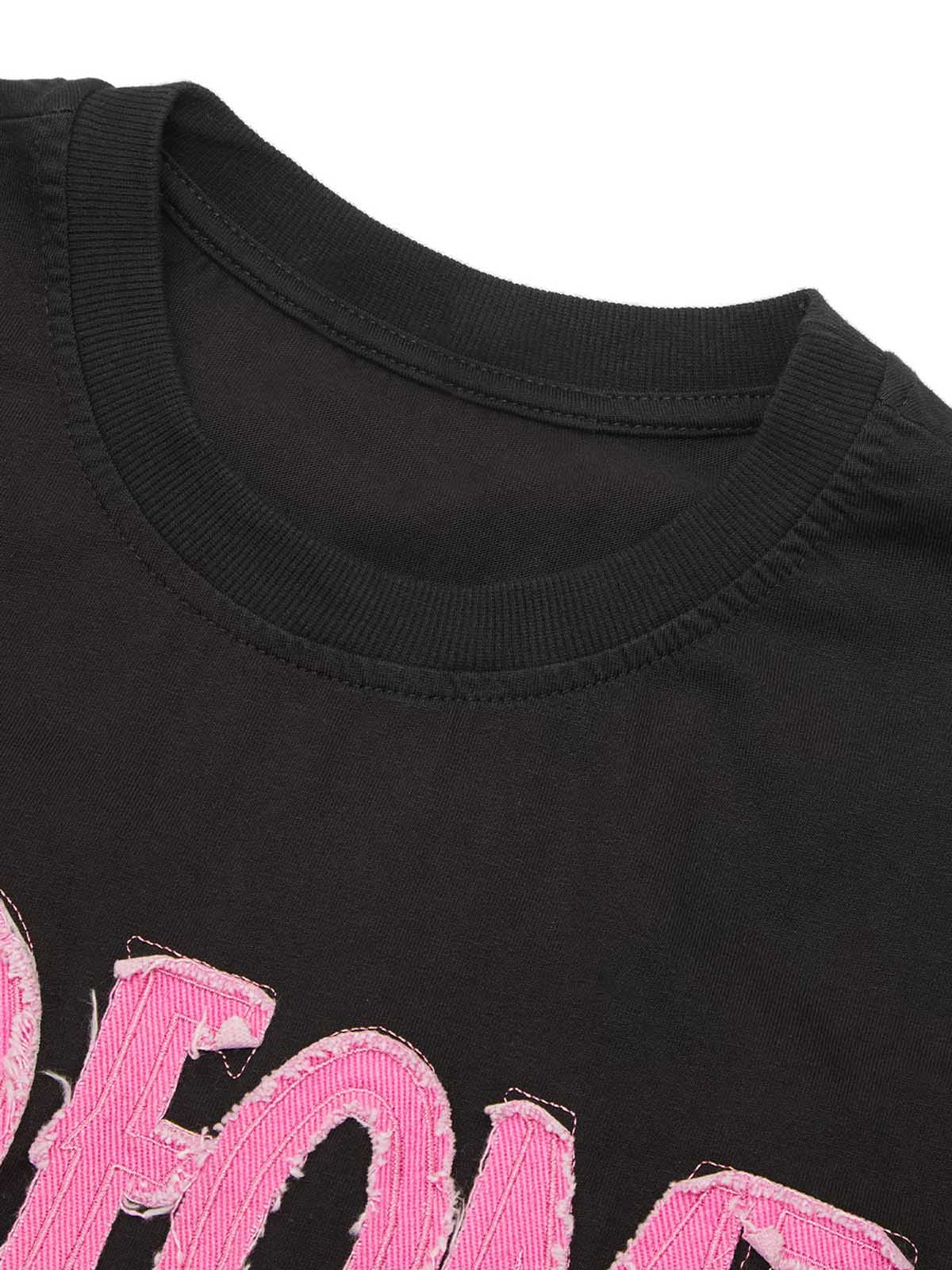 Sneakerhill Pink Letter Applique Street Rap T-shirt - 2145 SP240603QKUV