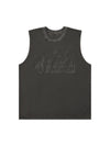 Sneakerhill Washed Flame Letters Street Rap Vest SP240604NMJV