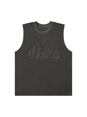 Sneakerhill Washed Flame Letters Street Rap Vest SP240604NMJV