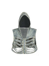 Sneakerhill Dark Skeleton Hooded Denim Vest - 1637