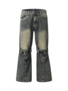 Sneakerhill Patchwork Tie Design Micro Flare Jeans - 1678 SP230817S1FB