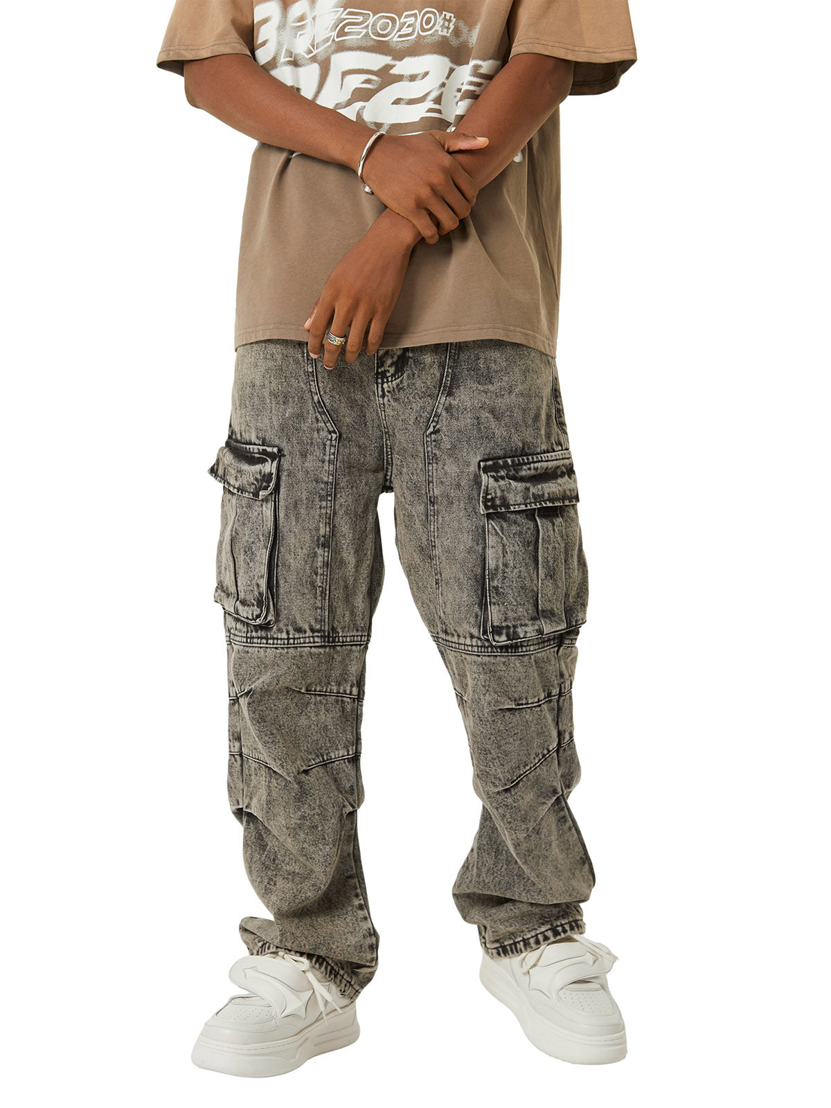 Sneakerhill American Street Style Washed Distressed Work Jeans - sneakerhillcom