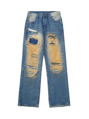 Sneakerhill High Street Washed Spray Paint Ripped Jeans - sneakerhillcom