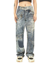 Sneakerhill Street Hip-Hop Deconstructed Print Jeans - sneakerhillcom