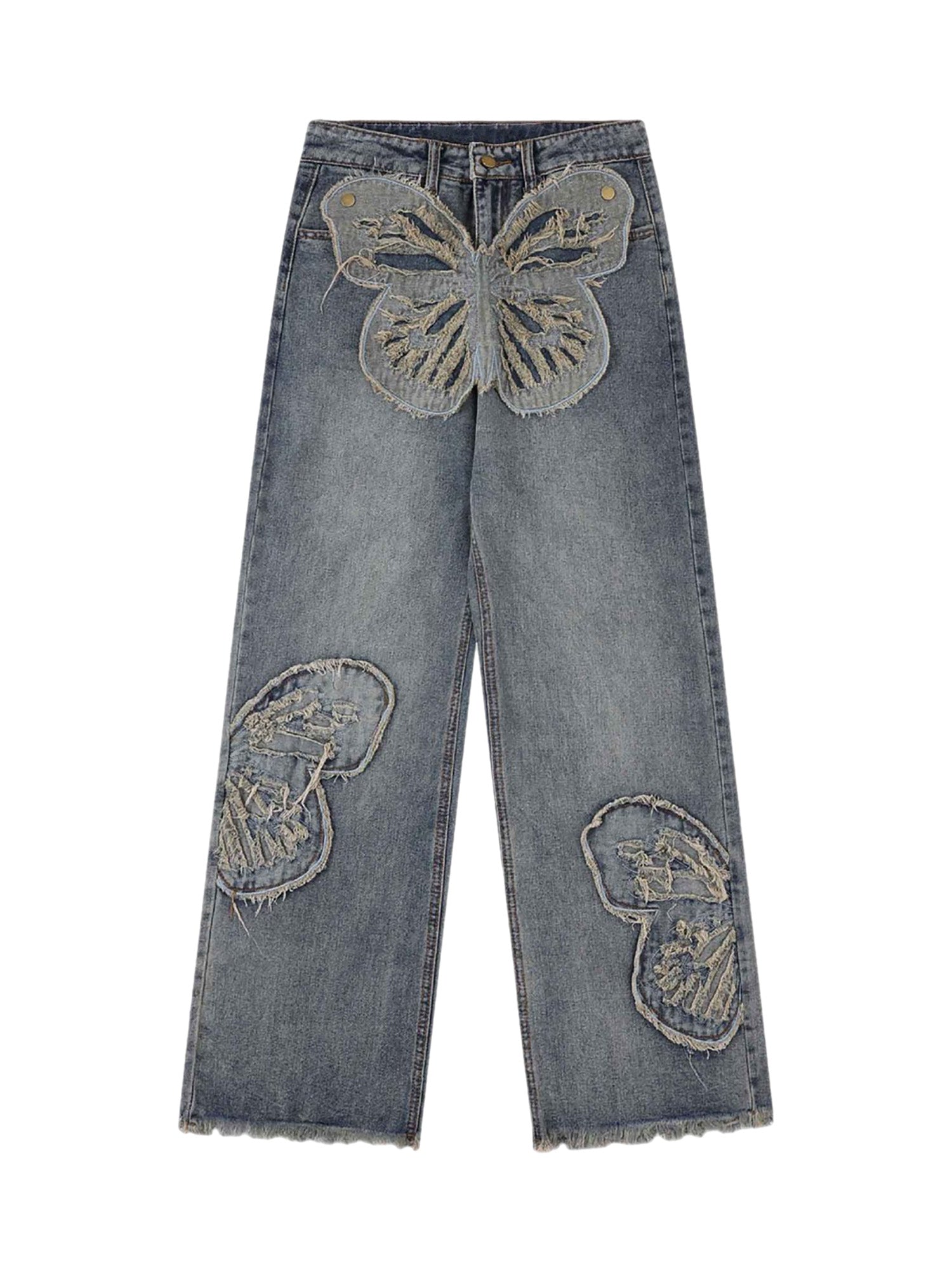 Sneakerhill Appliqued Butterfly Embroidered Jeans SP2308103769