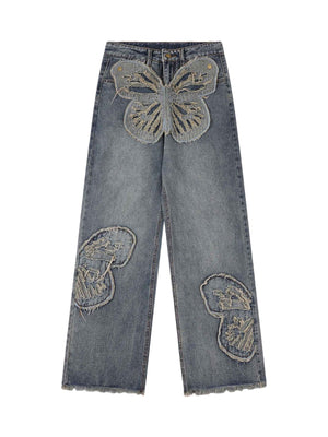 Sneakerhill Appliqued Butterfly Embroidered Jeans SP2308103769