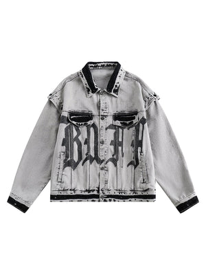 Sneakerhill High Street Washed Distressed Denim Jacket - sneakerhillcom