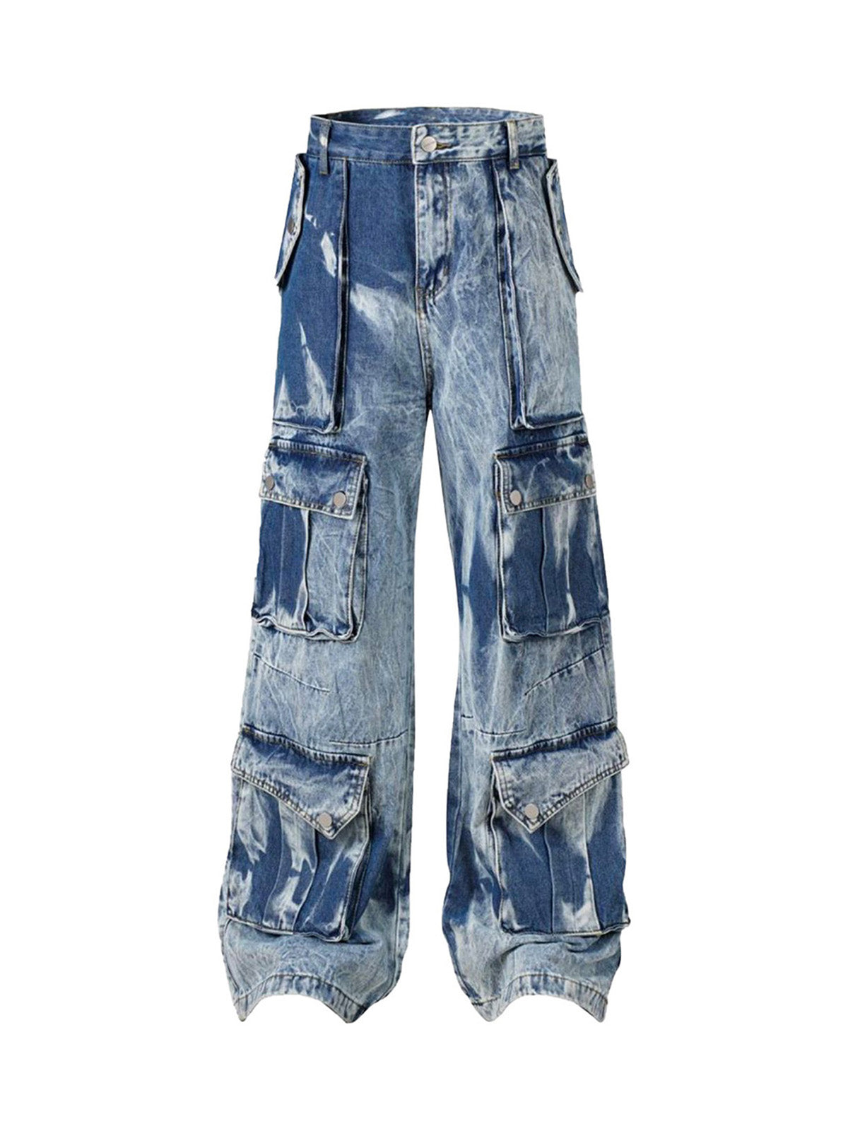 Sneakerhill High Street Washed Distressed Work Jeans - 2163 - sneakerhillcom