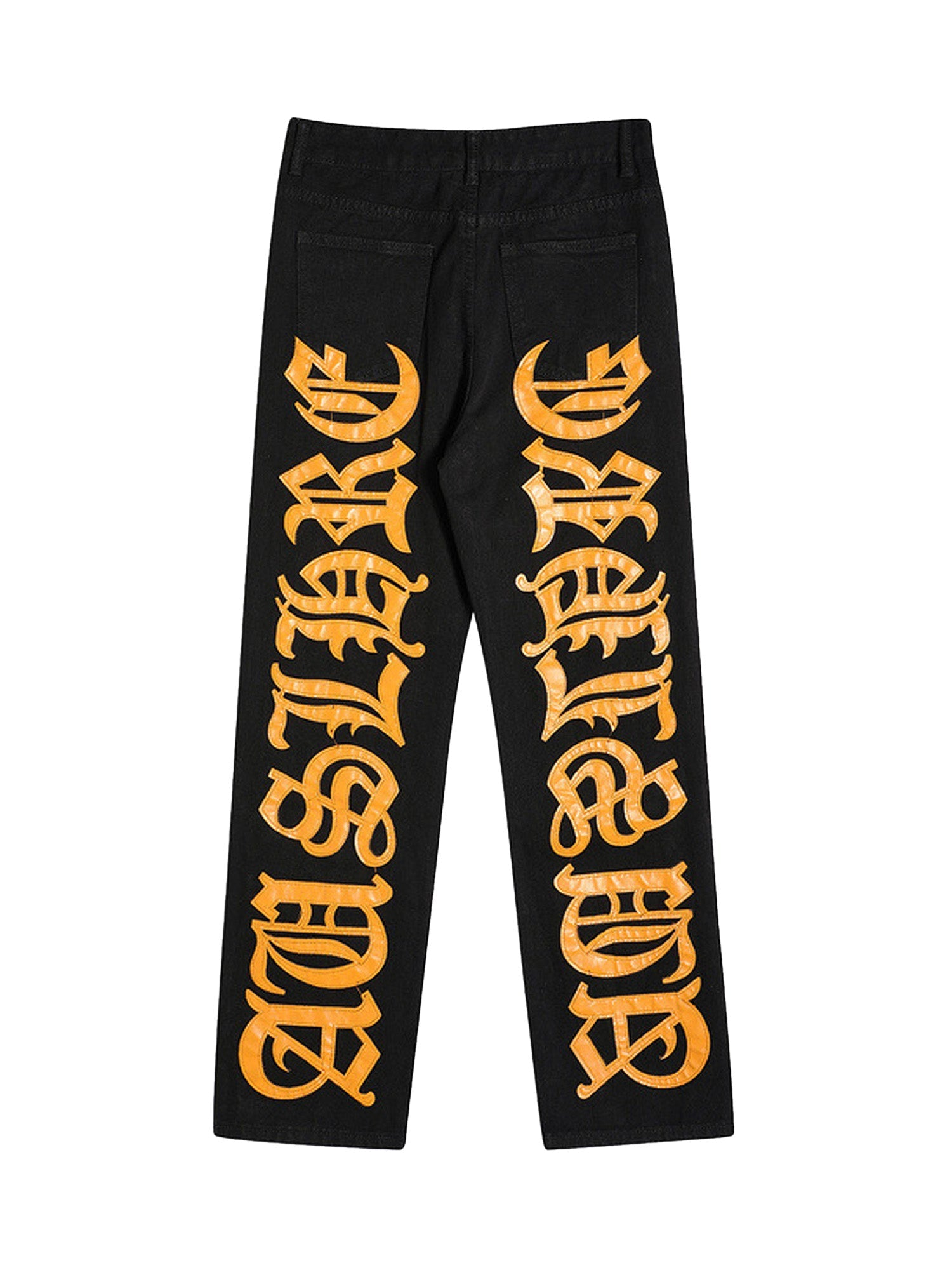 Sneakerhill Burning Text Embroidered Letters Jeans -1478 SP221028NFM9