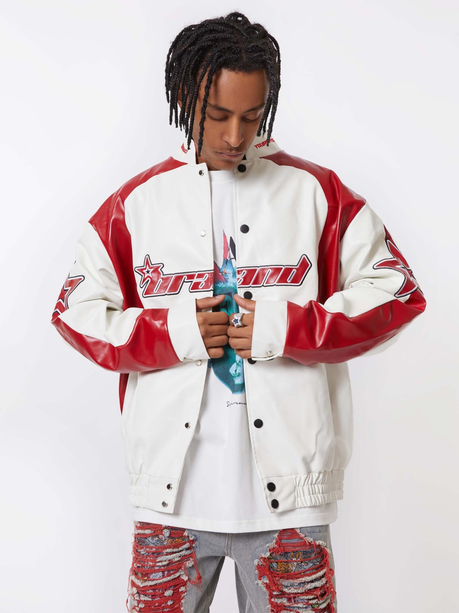 Sneakerhill American Vintage Colorblock Leather Jacket - 1728 SP230927VRJE