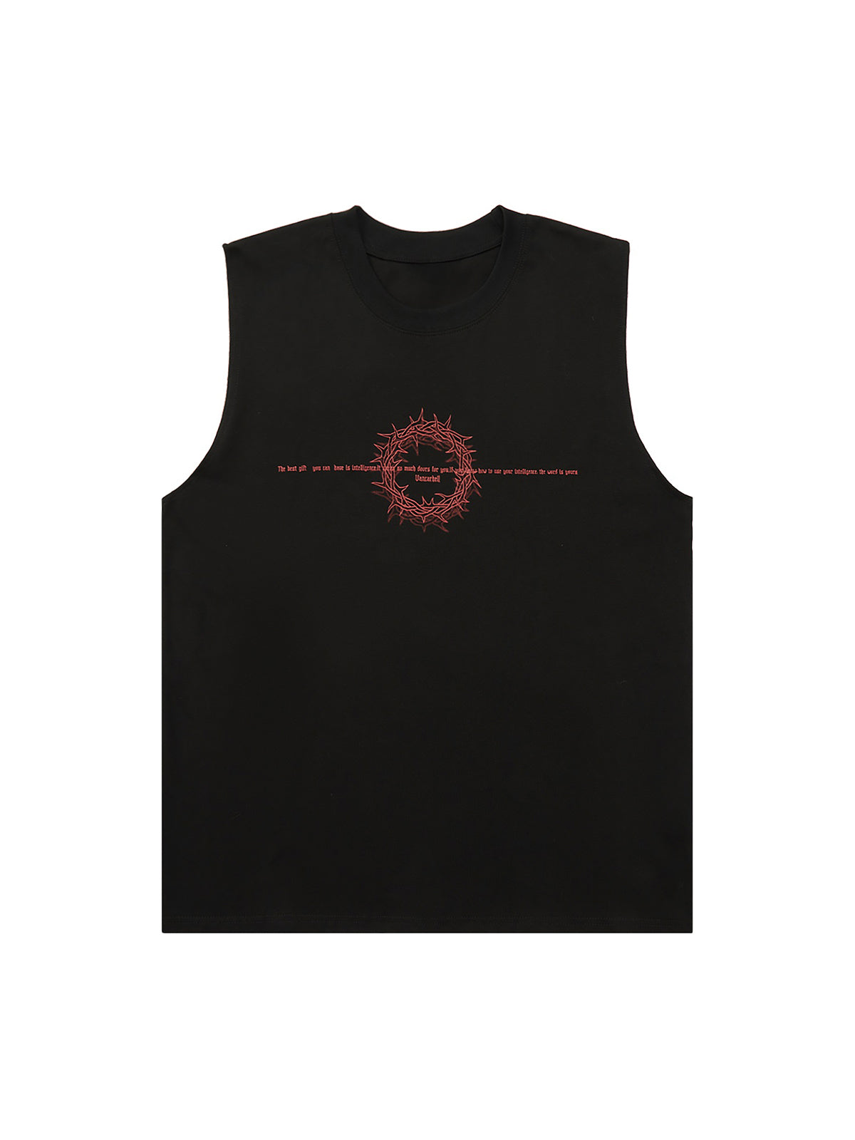 Sneakerhill Thorn Ring Retro Font Street Rap Sleeveless Vest SP240614S1CG