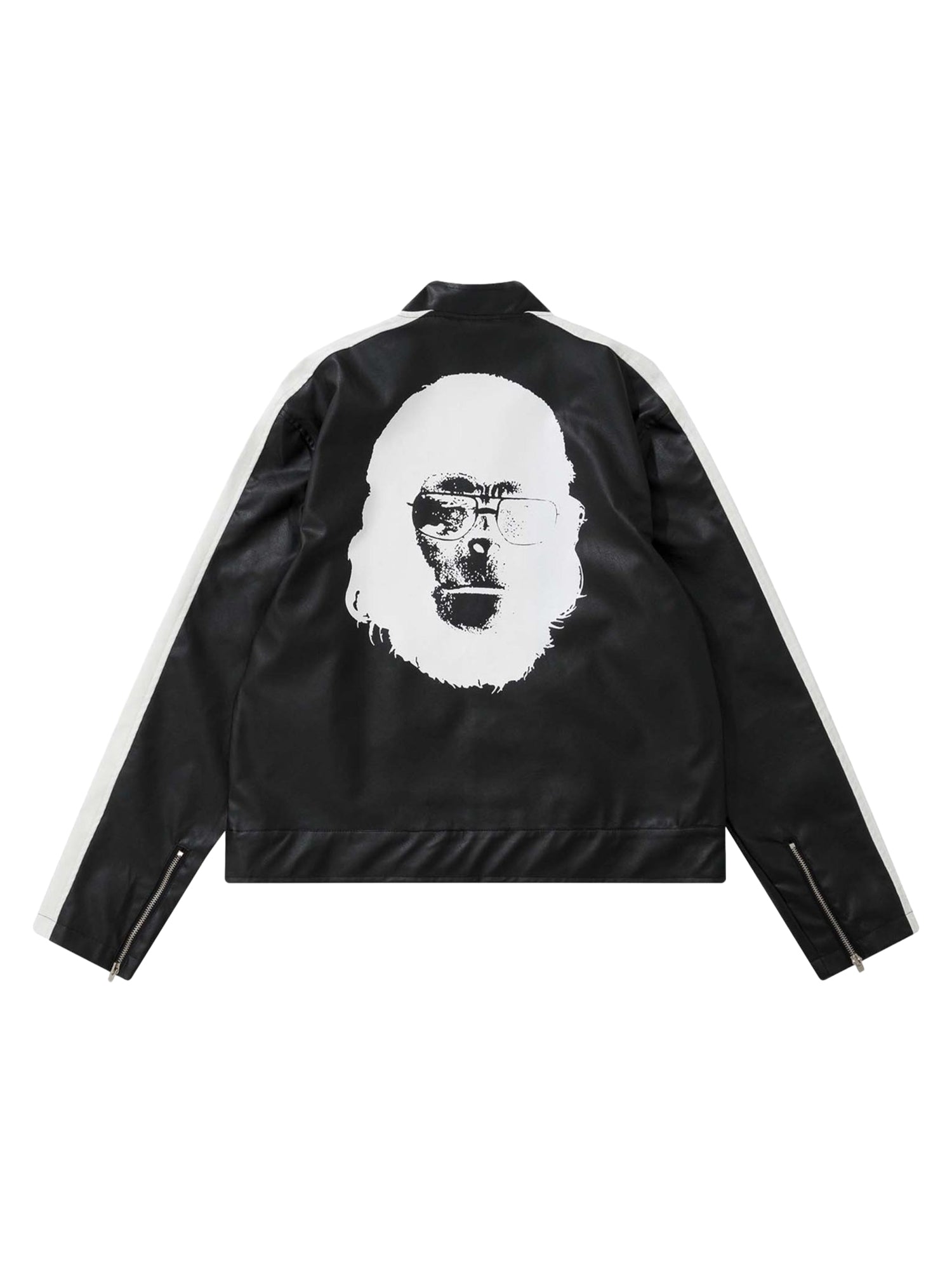 Sneakerhill Monkey Monogrammed Leather Jacket - 1808 SP230817ATK2