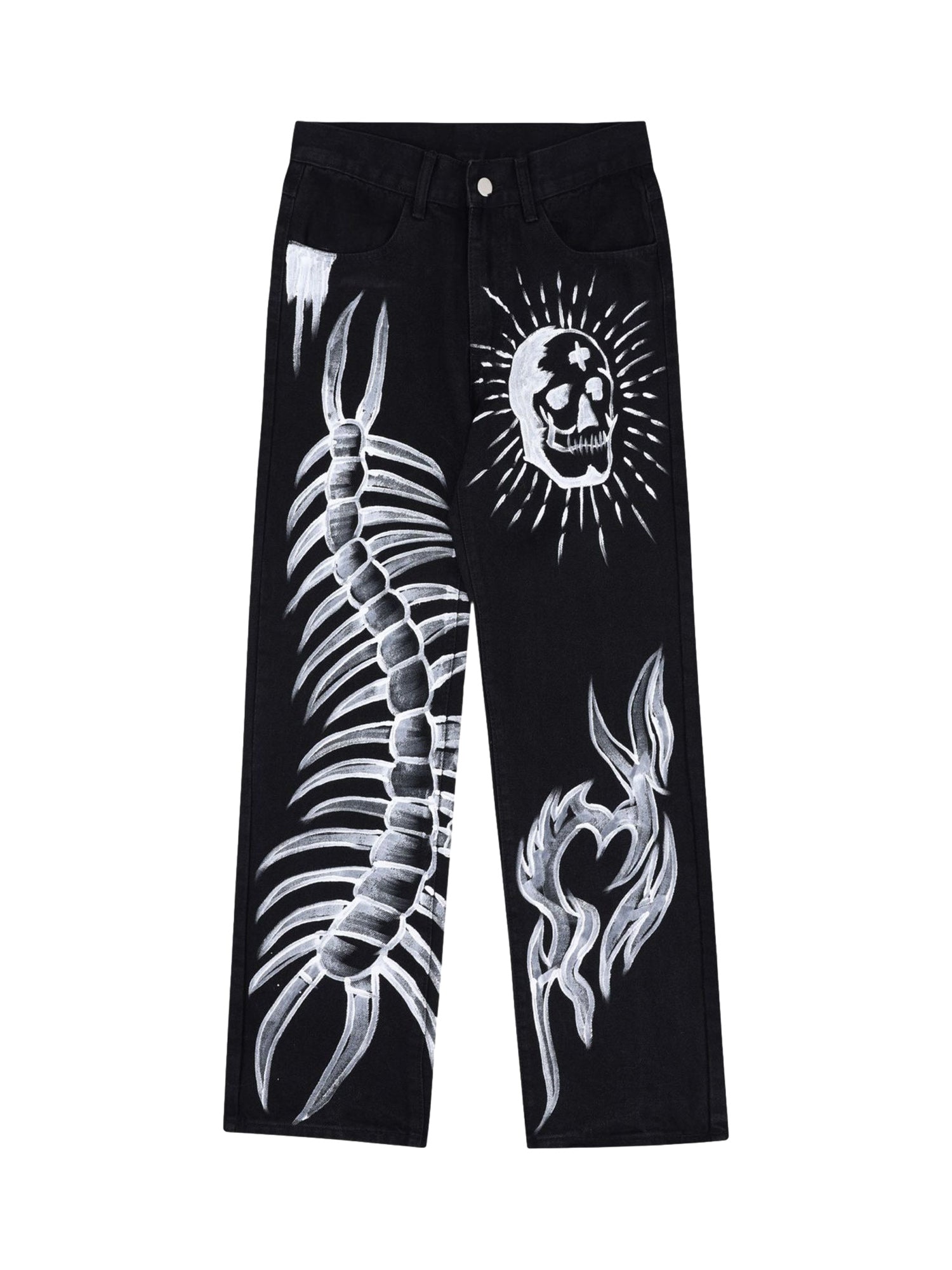 Sneakerhill Skull Centipede Print Casual Pants SP230626K96F