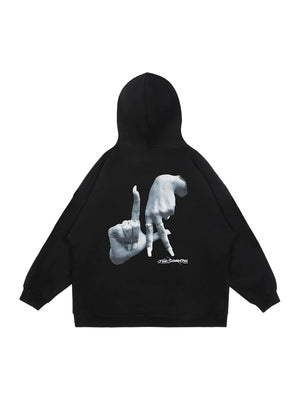 Sneakerhill Gesture Print Hoodie -1268 SP220807F1VL