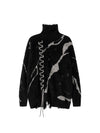 Sneakerhill Rip Damage Design Turtleneck Knitwear Sweater - 1525