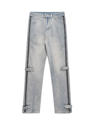 Sneakerhill High Street Hip-hop Zipper Straight Jeans SP2212198C4Y