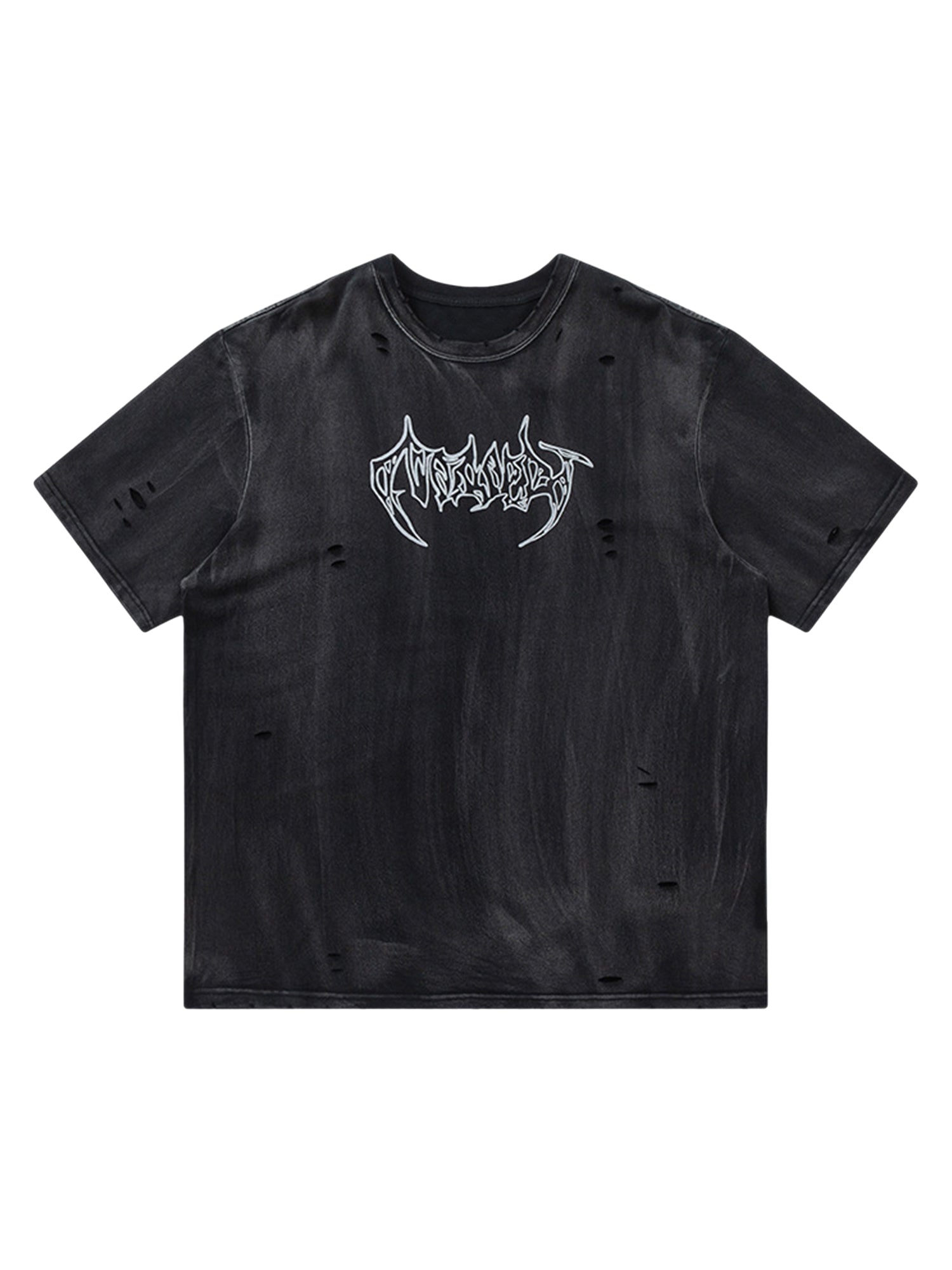 Retro Hot Silver Washed Ripped T-shirt SP240321KHJP