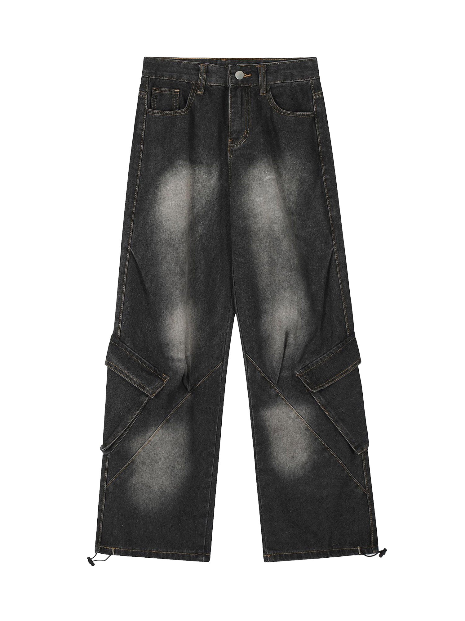 Sneakerhill Washed Distressed Workwear Hip-Hop Jeans - sneakerhillcom