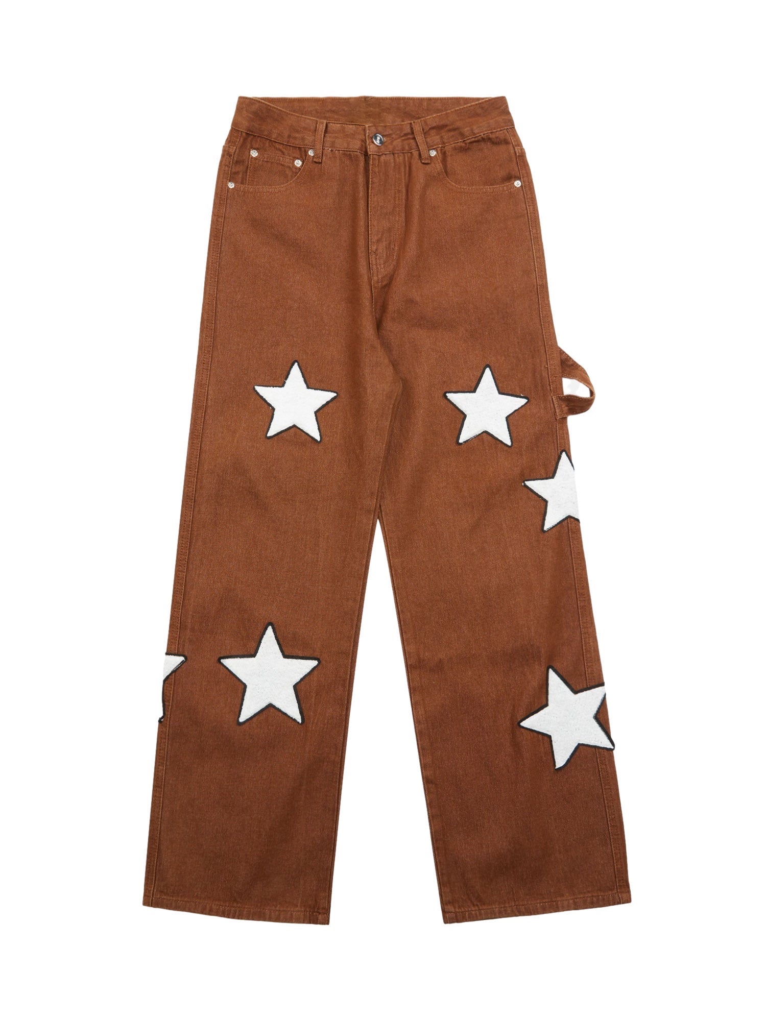 Sneakerhill American Retro Embroidered Five-pointed Star Jeans SP240302G2BL