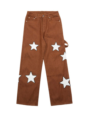 Sneakerhill American Retro Embroidered Five-pointed Star Jeans SP240302G2BL