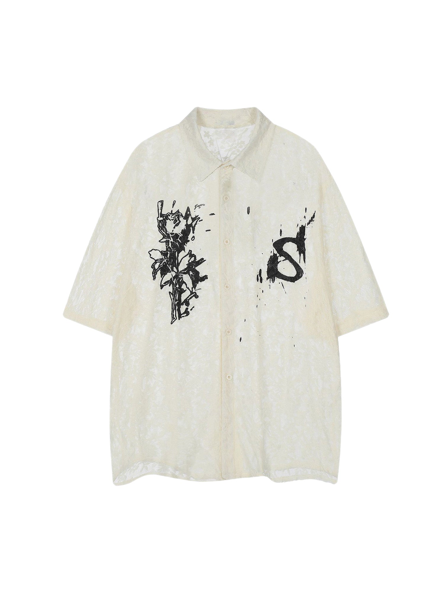 Retro High Street Hollow Printed Shirt SP240417SODY