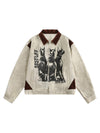 Sneakerhill Retro Washed Distressed Graffiti Patchwork Jacket - 1986 SP240105QN40