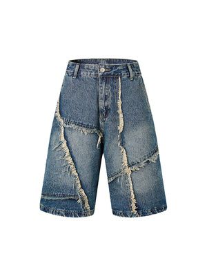 Sneakerhill High Street Irregular Beard Denim Shorts SP240613T3AG