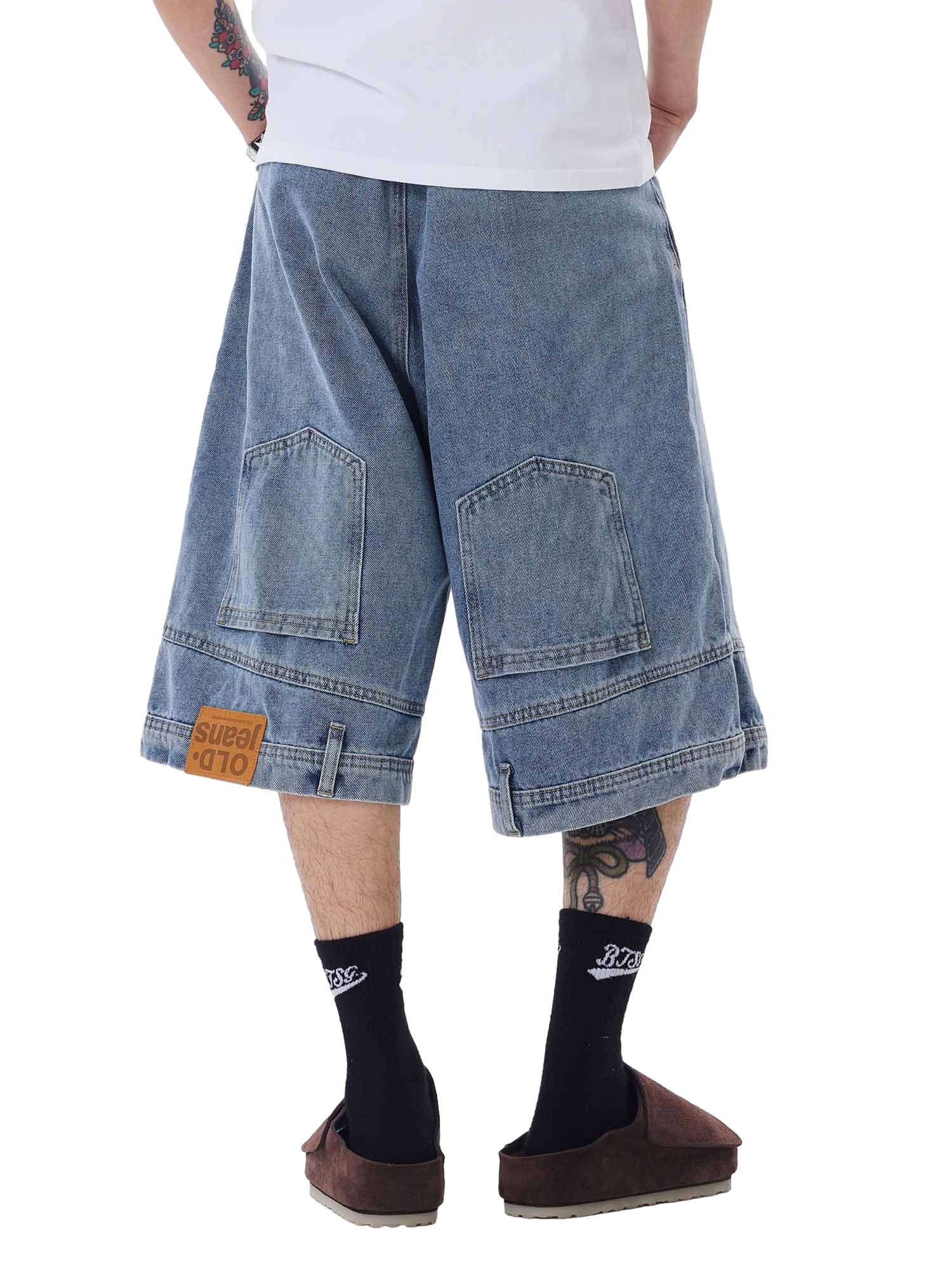 Retro Reverse Design Washed Denim Jorts - 2080 SP240515LIW4