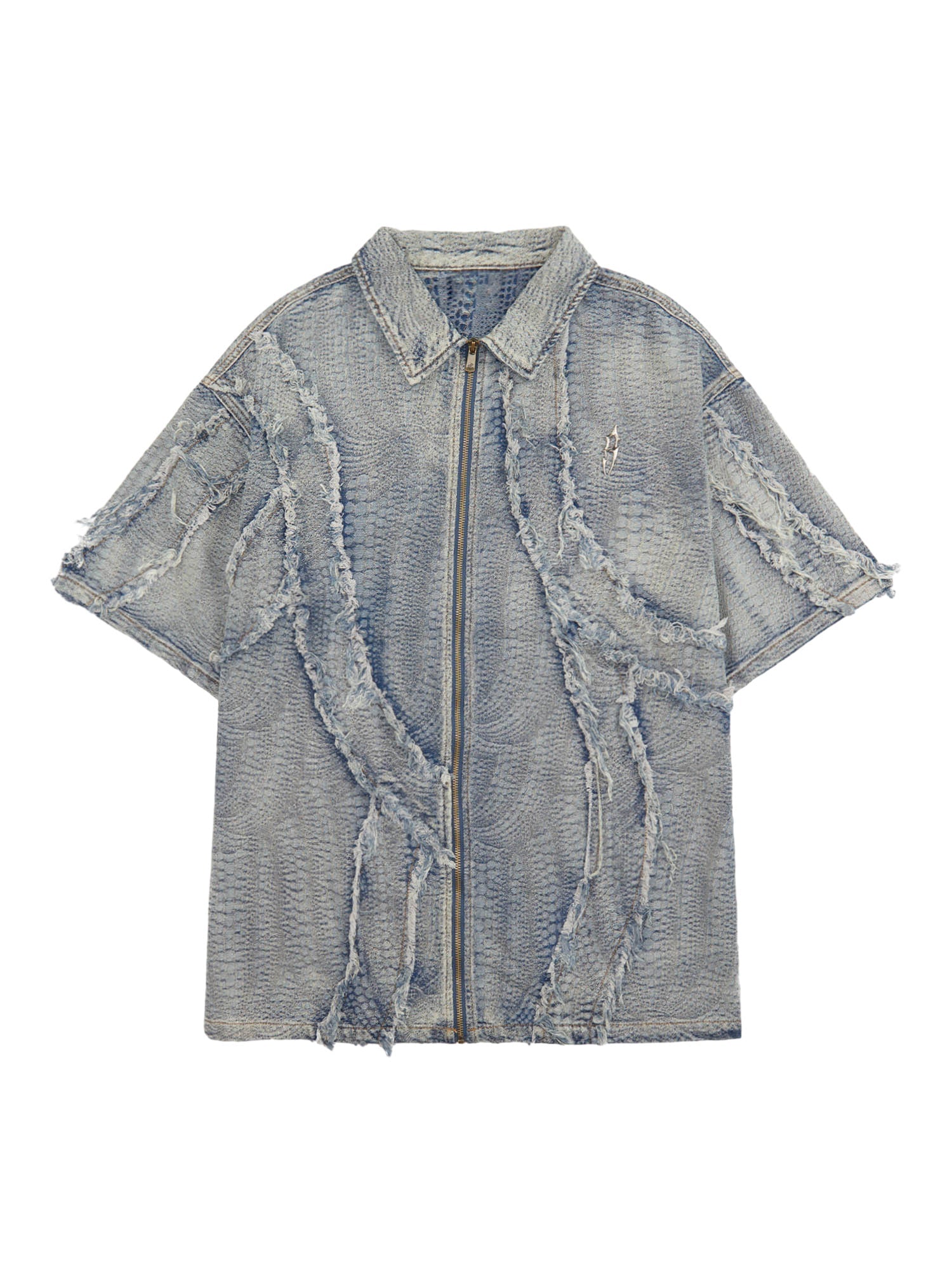 Washed Raw Edge Denim Shirt - 2064 - sneakerhillcom