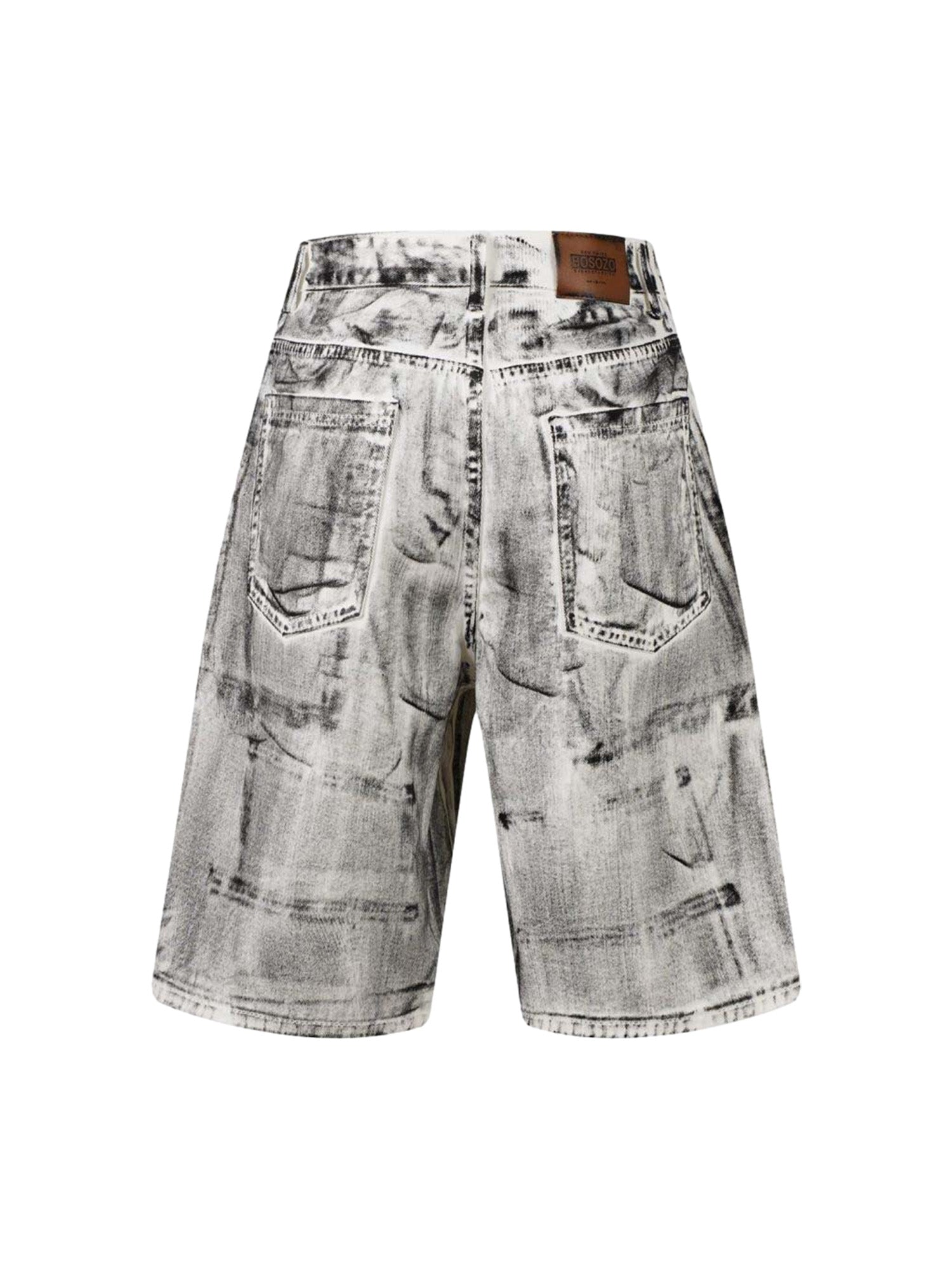 Sneakerhill White Brush Marks Denim Shorts SP240603SLAH