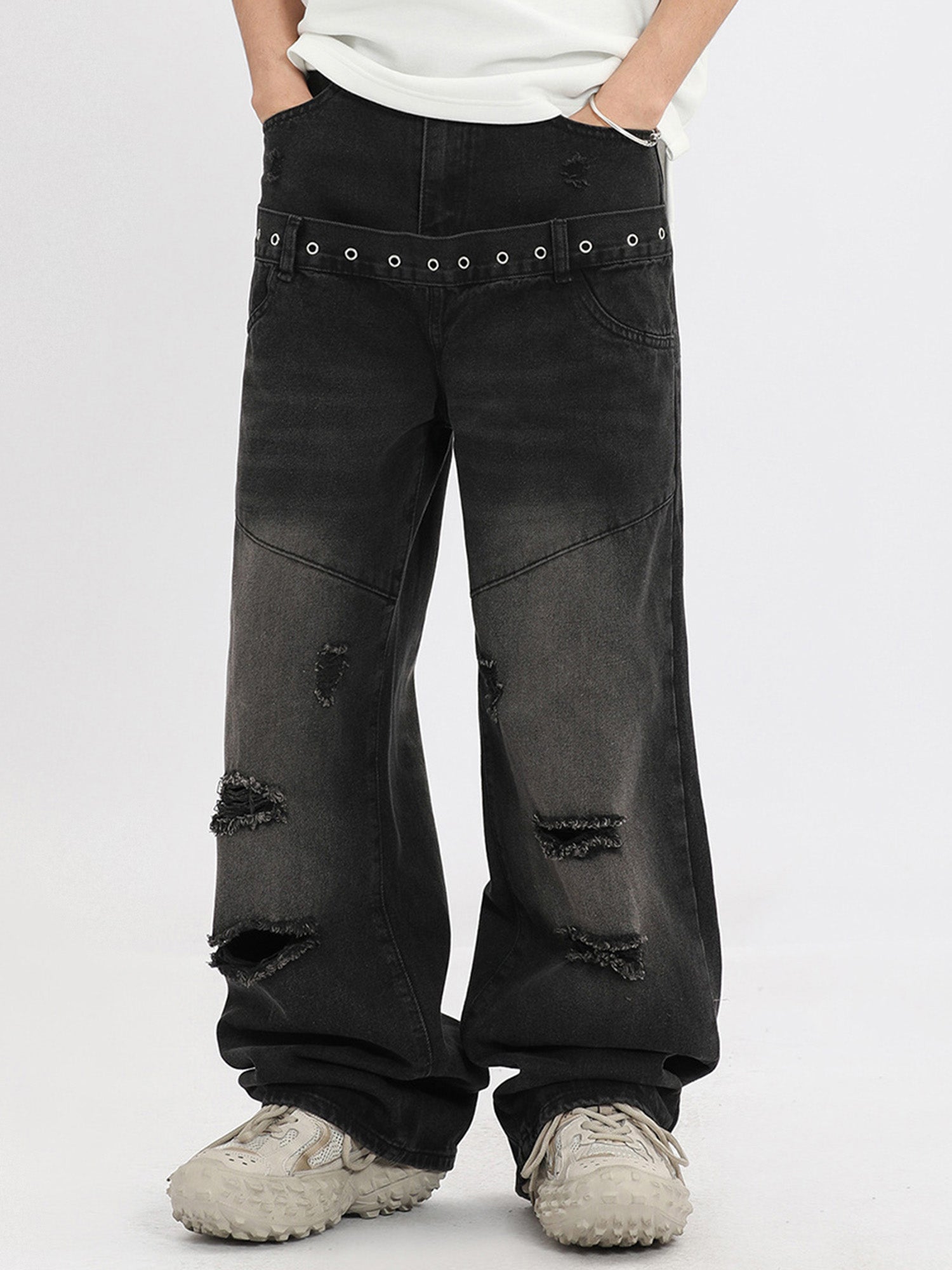 Vintage Washed Distressed Jeans - sneakerhillcom