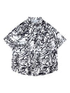 Sneakerhill Graffiti Print Lapel Short Sleeve Shirt SP240625MQE0