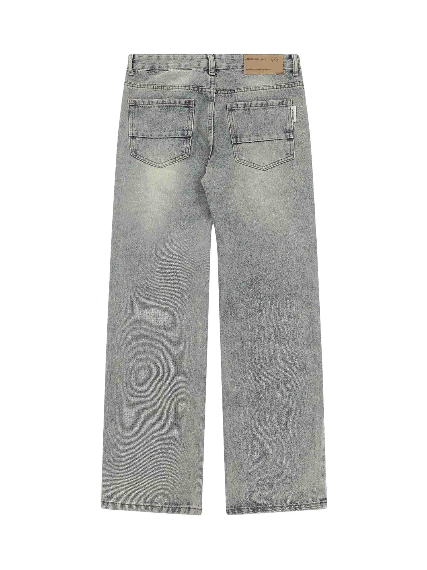 High Street Washed And Torn Work Pockets Denim Pants- 1646 SP230209O536