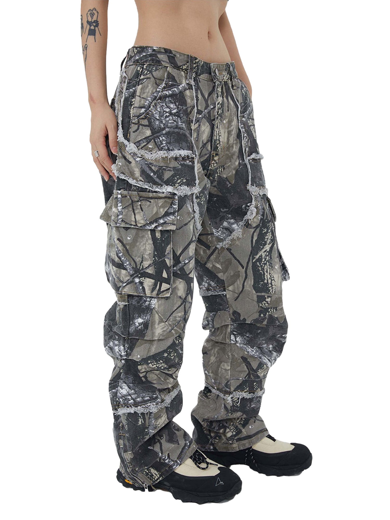 Sneakerhill Camouflage Leaf Straight Leg Pants- 1870 SP230918B274