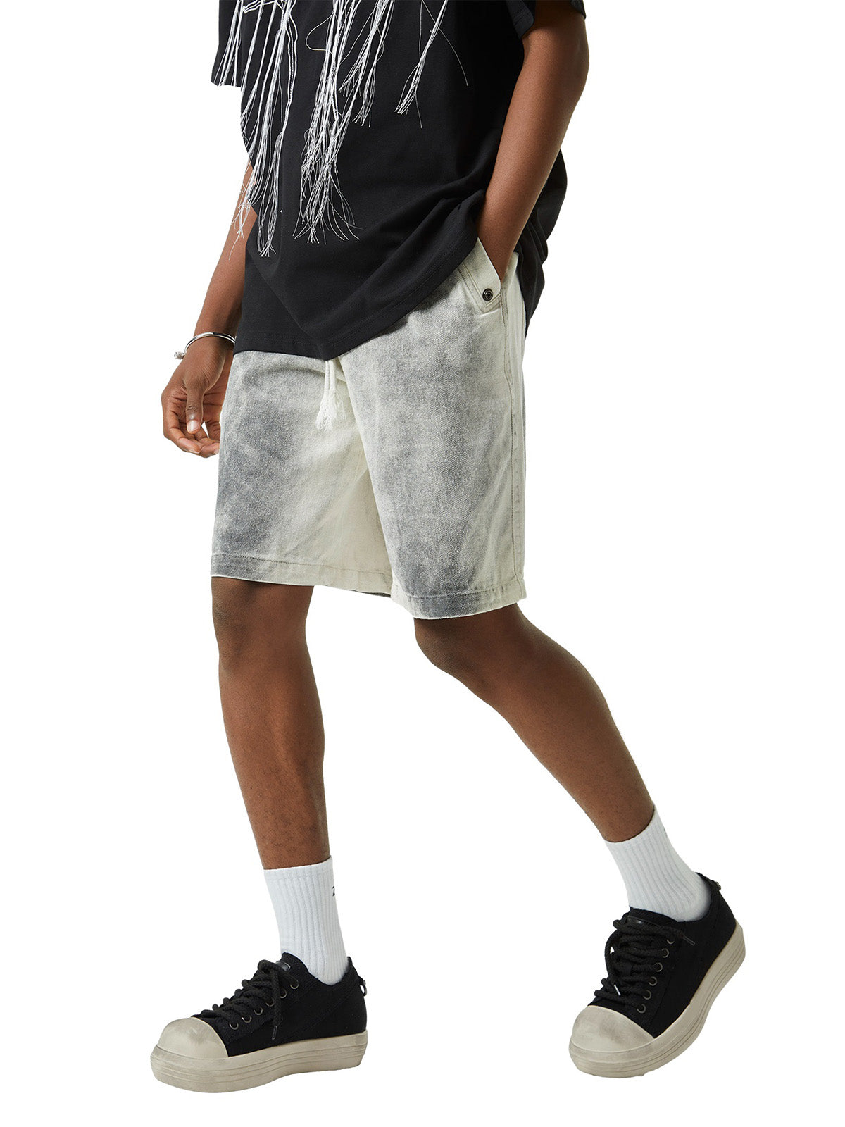 Sneakerhill Spray-painted Woodcut Hip-Hop Shorts SP240604MKNL