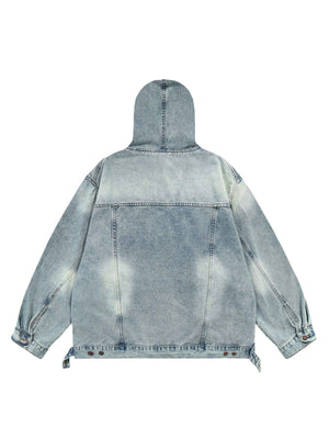 Sneakerhill High Street Washed And Worn Denim Hoodie - 1464 SP230217MYUE