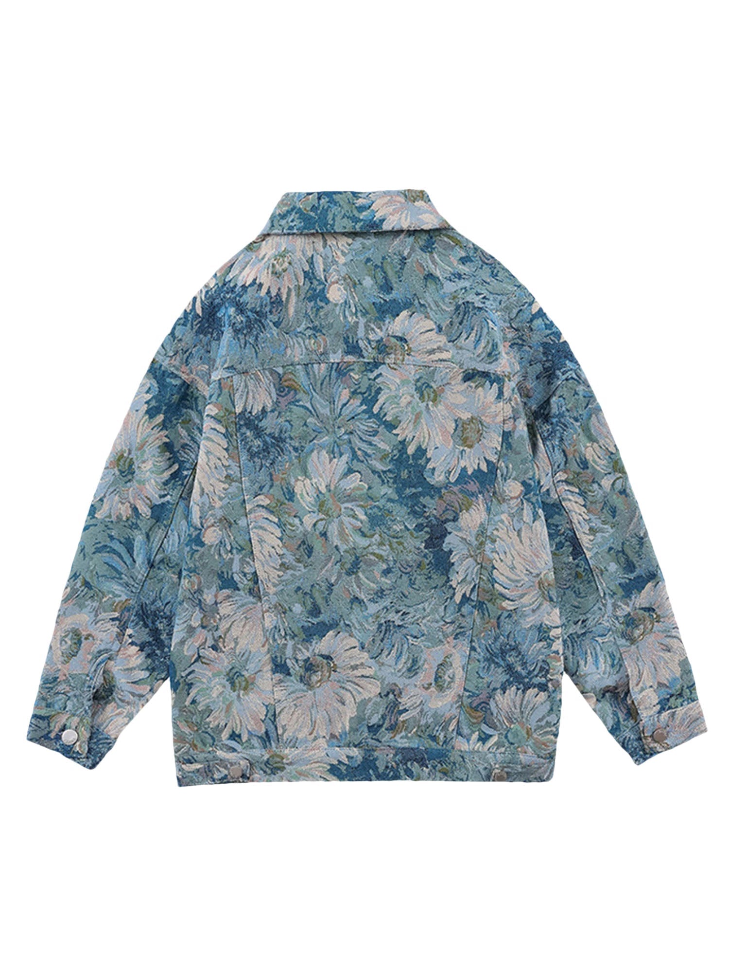 Sneakerhill Oil Painting Jacquard Flower Denim Jacket -1286 SP220406PLYT