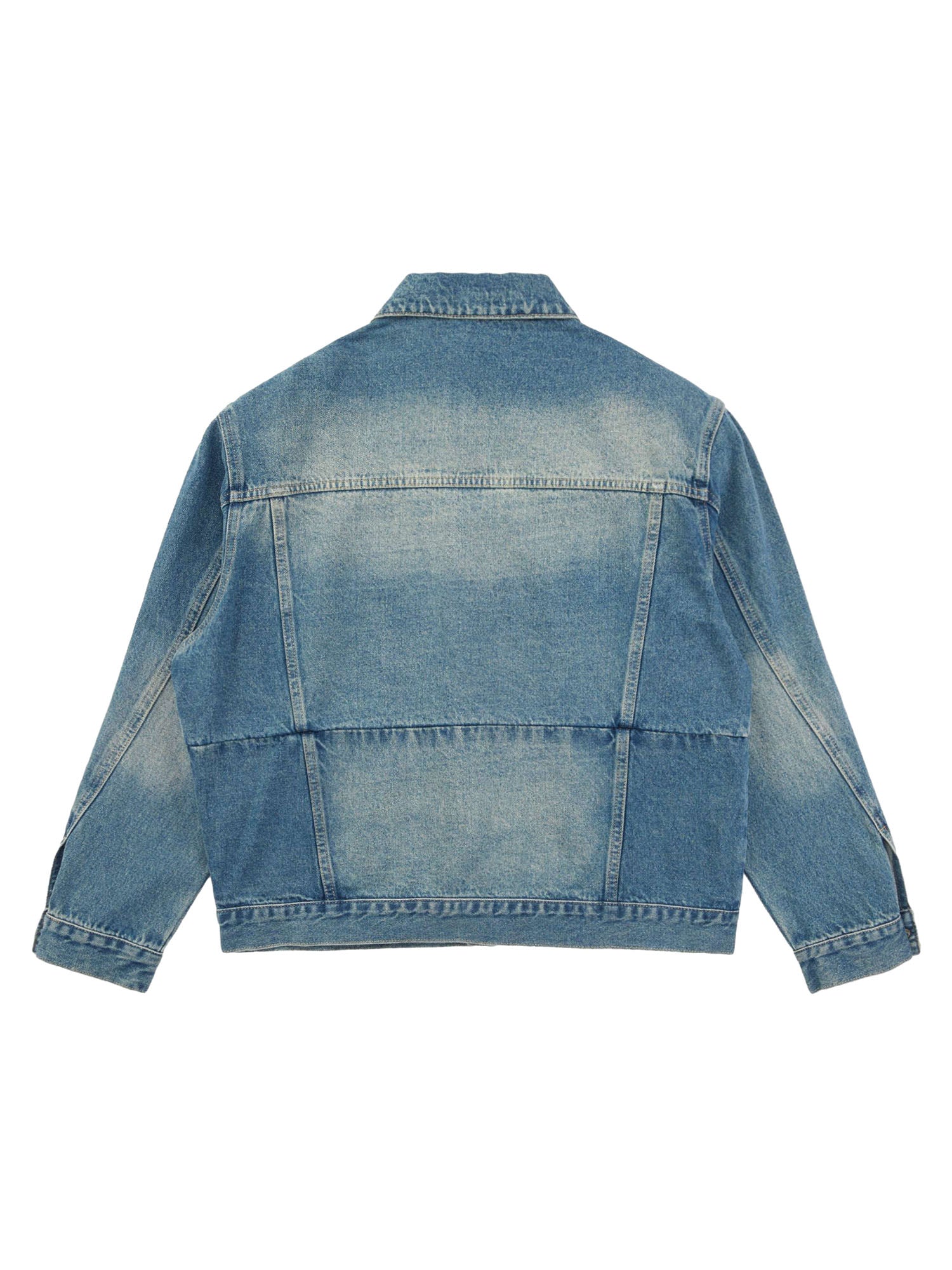 Sneakerhill High Street Graffiti Lettered Distressed Washed Denim Jacket - sneakerhillcom