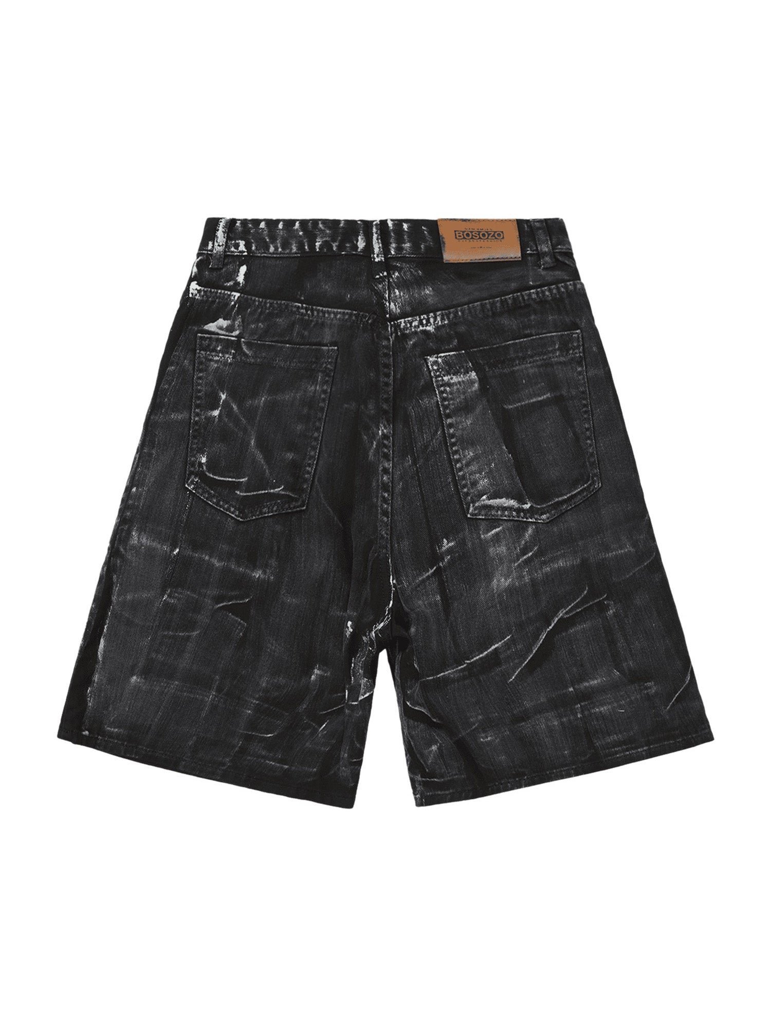 Sneakerhill White Brush Marks Denim Shorts SP240603SLAH